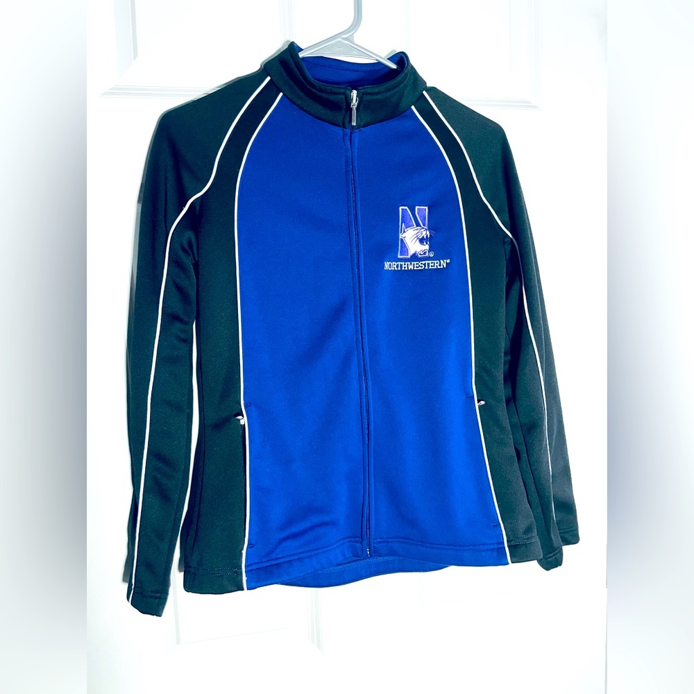 Northwestern University Jacket Full Zip Black/Purple NCAA Women’s sz XS #2